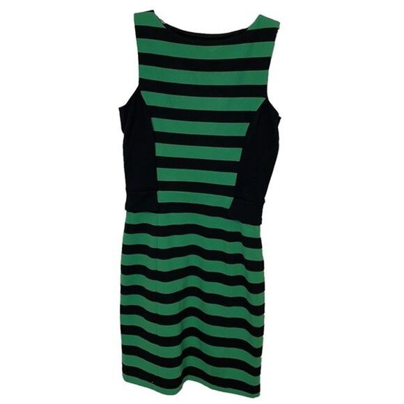 Vince Camuto Shift Dress Womens Size 6 Green Black Striped Sleeveless - Picture 4 of 12